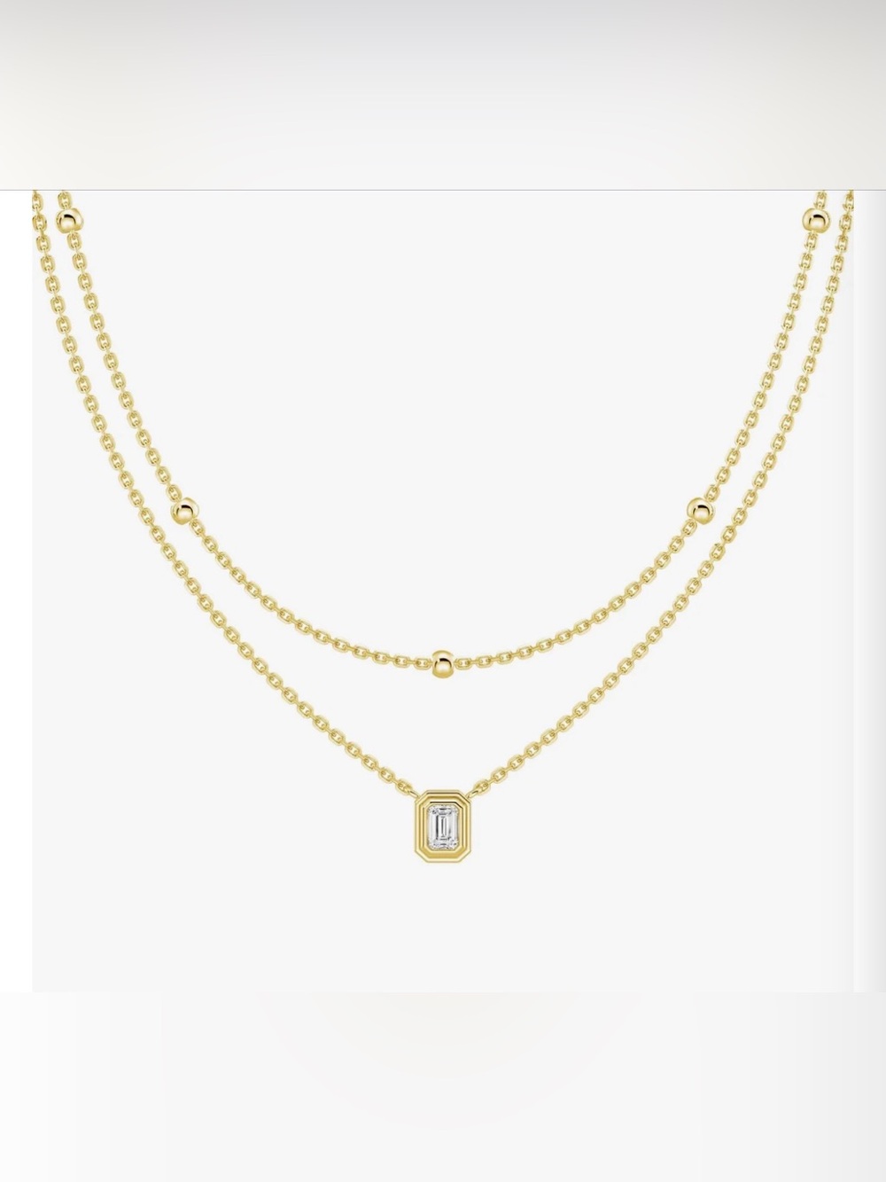 MS Blue Layered Emerald Cut Lab Grown Diamond Necklace